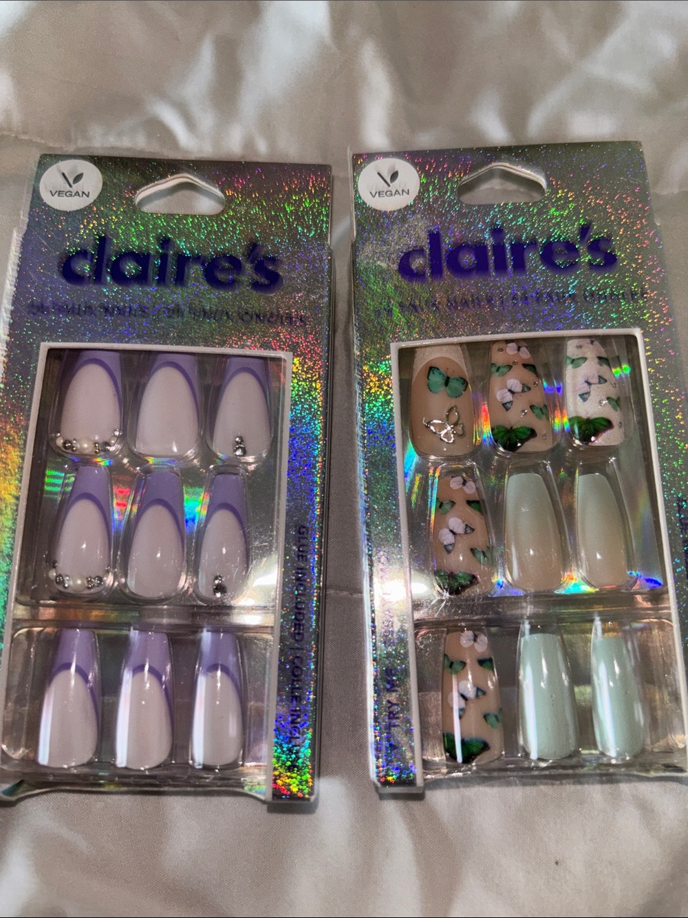 Claire's Purple & Mint Floral/Glue Included(Brand New)